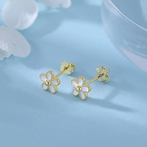 SLUYNZ Solid 925 Sterling Silver Little Daisy Earrings Studs For Women Teens Petite Flowers Studs Earrings