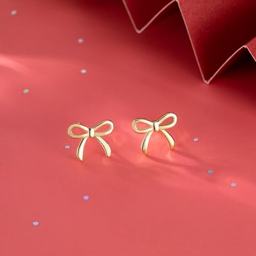 SLUYNZ Solid 925 Sterling Silver Tiny Bow Earrings Stud For Women Teens Small Bowknot Post Stud Earrings