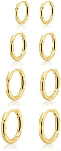 Small Gold Huggie Hoop Earrings Set for Women 14K Gold Plated Hypoallergenic Lightweight Earrings for Sensitive Ears Everyday Earrings Sets for Multiple Piercing Cartilage Hoop Earrings Stack Jewelry