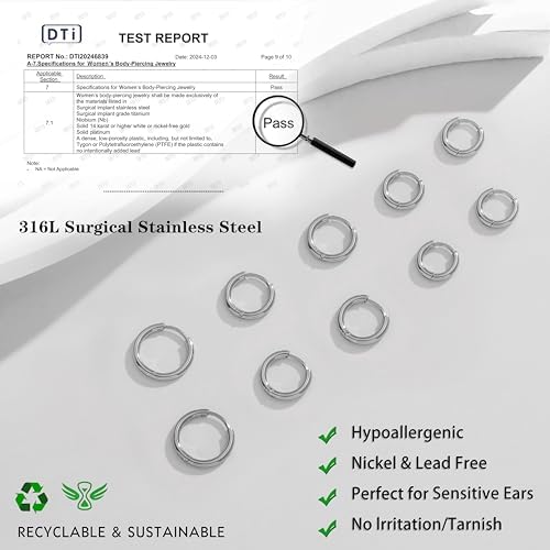 Small Gold Silver Hoop Earrings For Women Men Hypoallergenic 316L Surgical Stainless Steel Earrings For Sensitive Ears Cute Cartilage Helix Tiny Huggie Hoops Earring Set For Multiple Piercing Jewelry Gift
