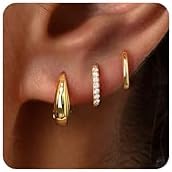 Small Sterling Silver Huggie Hoop Earrings Set for Women Hypoallergenic 14K Gold Plated Hoops Stacks for Multiple Piercings Dainty Cute Mini Lightweight Cartilage Studs Trendy Jewelry Gift