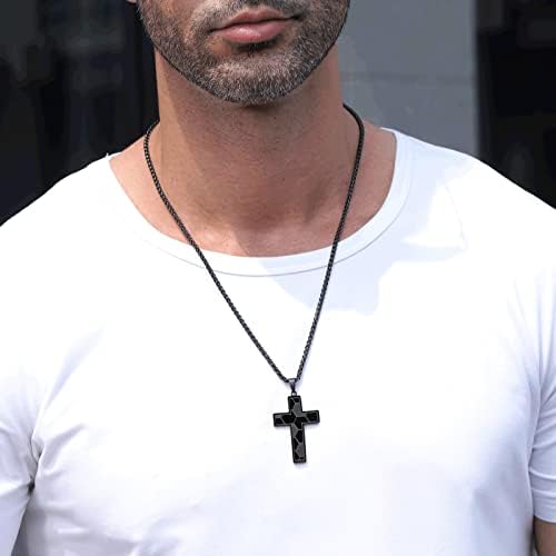 Soccer Cross Necklace For Boys Men Stainless Steel Bible Verse Pendant With 20+2Inch Chain First Communion Baptism Religious Sports Jewelry Gift