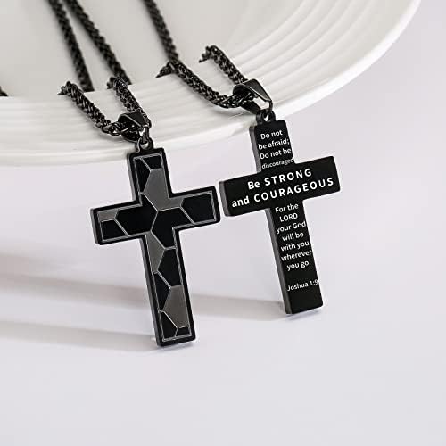 Soccer Cross Necklace For Boys Men Stainless Steel Bible Verse Pendant With 20+2Inch Chain First Communion Baptism Religious Sports Jewelry Gift