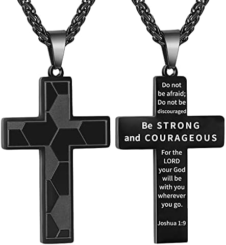 Soccer Cross Necklace for Boys Men Stainless Steel Bible Verse Pendant with 20+2Inch Chain First Communion Baptism Religious Sports Jewelry Gift