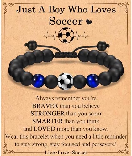 Soccer Football Basketball Baseball Hockey Bracelet Gifts for Boys Players Team Lovers Son Grandson Brother Nephew Friend as Birthday/Valentines Day/Graduation/Back to School/Christmas Gifts