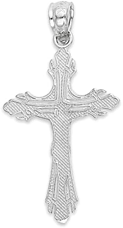 Solid 14k White Gold Crucifix Pendant - Cross Gift For Religious Occasions