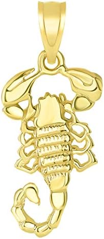 Solid 14k Yellow Gold Textured Scorpion Charm Scorpio Zodiac Pendant