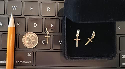 Solid 14K Yellow OR White Gold Traditional Classic Small Tiny Cross Pendant Charm (Height = 1/2" Width = 1/4")