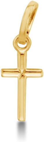 Solid 14K Yellow OR White Gold Traditional Classic Small Tiny Cross Pendant Charm (Height = 1/2" Width = 1/4")