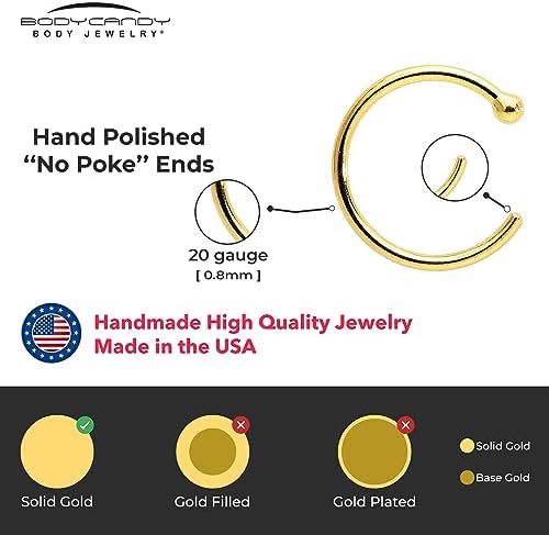 Solid 18k Gold Nose Hoop Nose Ring Real Gold Hypoallergenic Nose Piercing Jewelry - Handmade In USA By Master Jeweler 20 Gauge 5/16"