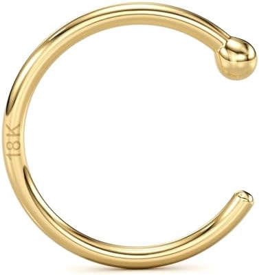 Solid 18k Gold Nose Hoop Nose Ring Real Gold Hypoallergenic Nose Piercing Jewelry - Handmade in USA by Master Jeweler 20 Gauge 5/16"