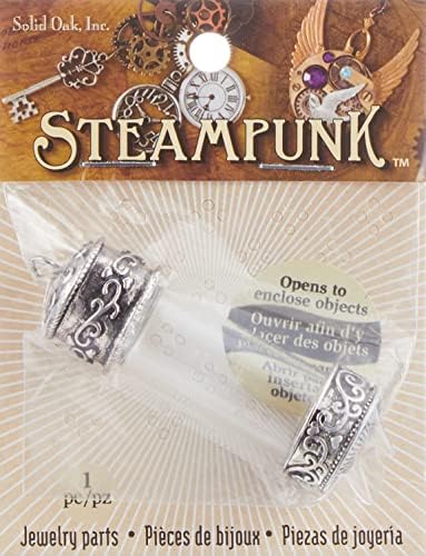 Solid Oak Steampunk Large Vial Glass Pendant (1 Pack)