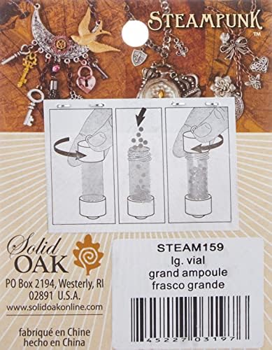 Solid Oak Steampunk Large Vial Glass Pendant (1 Pack)