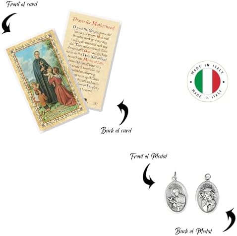 St Gerard Medal For Fertility - Laminated St Gerard Prayer Card The Lord's Prayer - Small St Gerard Medal For Pregnancy - St Gerard Majella Medal Patron Saint Of Mothers Children Theme Set -3 Items