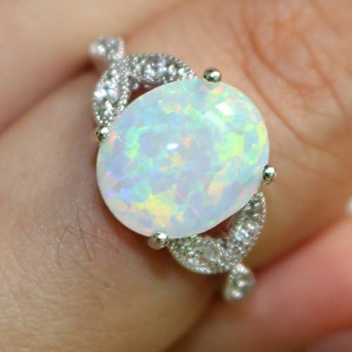 Stainless Steel Fire Opal Wedding Engagement Solitaire Proposal Cocktail Party Ring