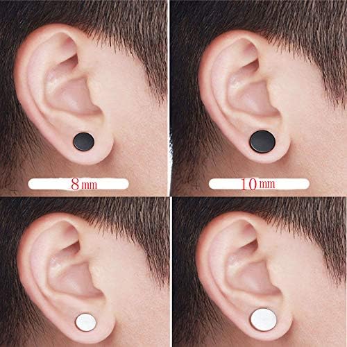 Stainless Steel Magnetic No Piercing Fake Gauges Earring Studs For Non Pierced Ears Black Silver Colorful Hypoallergenic