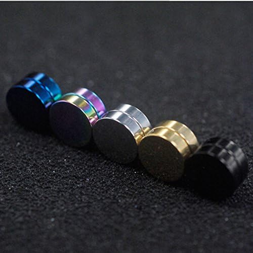 Stainless Steel Magnetic No Piercing Fake Gauges Earring Studs For Non Pierced Ears Black Silver Colorful Hypoallergenic