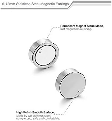 Stainless Steel Magnetic No Piercing Fake Gauges Earring Studs For Non Pierced Ears Black Silver Colorful Hypoallergenic