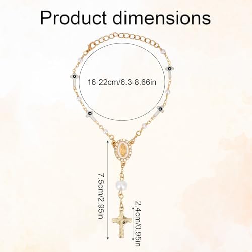 Steering Wheel Rosary Charm Catholic Small Rosary Beads For Car Mirror Hanging With Virgin Mary Mini Charm & Crucifix Ideal Catholic Religious Accessories Devout Gift For Man & Woman