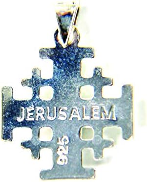Sterling Silver (925) Jerusalem Crusader's Cross Pendant Handcrafted In The Holy Land. Engraved By Diamond Cutting Machine