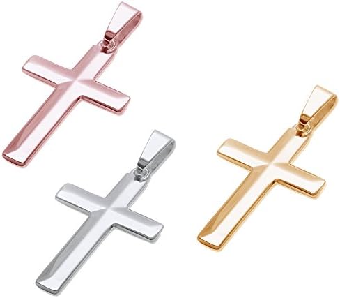 Sterling Silver Diamond Cut Thick Solid Cross Pendant 1.5" Long Choose Your Color (Fit Upto 6mm Link Chain)
