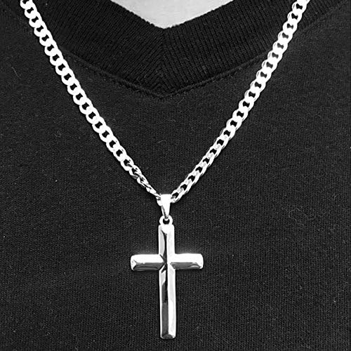 Sterling Silver Diamond Cut Thick Solid Cross Pendant 1.5" Long Choose Your Color (Fit Upto 6mm Link Chain)