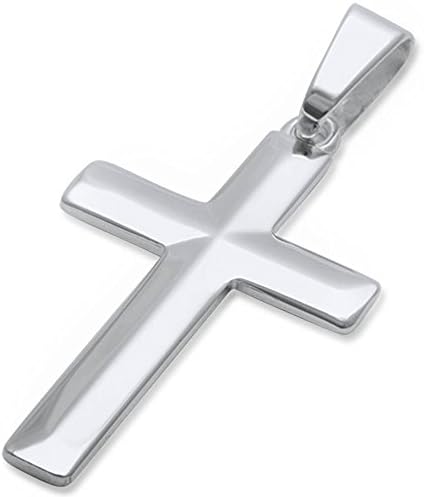 Sterling Silver Diamond Cut Thick Solid Cross Pendant 1.5" Long Choose Your Color (Fit Upto 6mm Link Chain)
