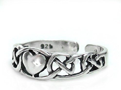 Sterling Silver Heart And Celtic Knot Adjustable Toe Ring