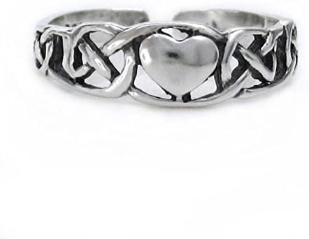 Sterling Silver Heart and Celtic Knot Adjustable Toe Ring