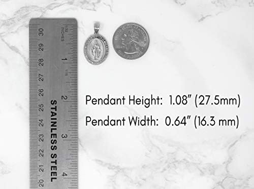 Sterling Silver Saint Mary Pray For Us Oval Charm Pendant