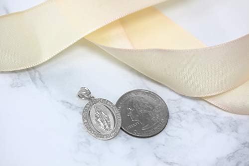 Sterling Silver Saint Mary Pray For Us Oval Charm Pendant