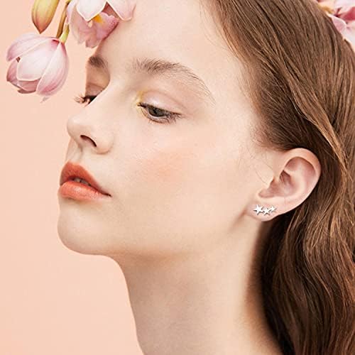 Sterling Silver Star Stud Earrings For Girls Women - Hypoallergenic Stars Post Earrings For Girls Teens Women