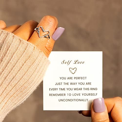 STORYJEWELLERY 925 Sterling Silver Rings Vintage Thumb Rings For Women Minimalist Silver Heart Love Ring Promise Ring Gifts For Her