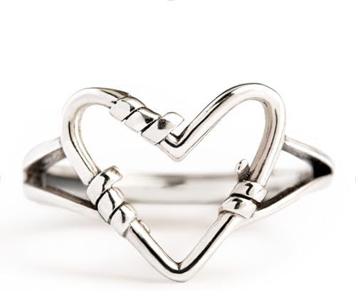 STORYJEWELLERY 925 Sterling Silver Rings Vintage Thumb Rings for Women Minimalist Silver Heart Love Ring Promise Ring Gifts for Her