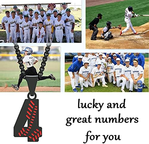 Suweibuke Inspiration Baseball Necklace - Stainless Steel Baseball Chain Number Pendant - Boys & Girls Gift