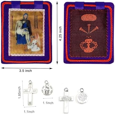 TALPGOD Purple Escapularios Catolicos Catholic Scapular Marie Julie Jahenny Of Benediction With Protection Cross Of Forgiveness And Medal Of Our Mother Of Good Guard
