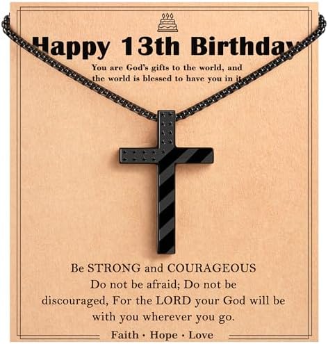 Tarsus Happy 8-16 Year Old Boy Birthday Gifts Cross Necklace Gifts for Son Grandson Nephew Boys