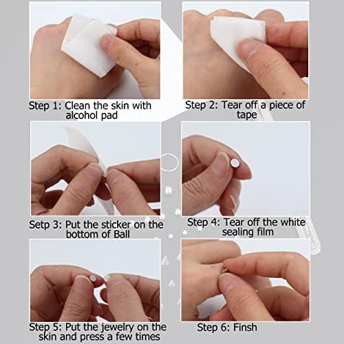 TEN MIRO Fake Eyebrow Ring Fake Lip Labret Studs Replacement Balls Spike With 100Pcs Sticker Non-Piercing Nose Rings Hoop Body Jewelry Skin 3MM 4MM 5MM(Silver)