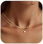 Tewiky Dainty 14k Gold Plated/Silver Cubic Zirconia Necklaces for Women Simple CZ Jewelry Necklaces Trendy Gifts