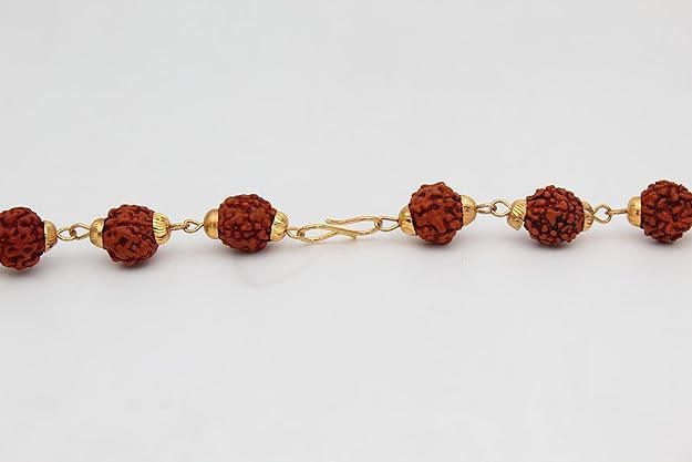 The Great Indian Store Original Rudraksha Mala Golden Om Trishul Damru Pendant Religious Locket For Men And Women Pack Of 1