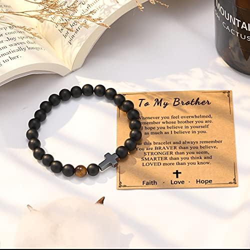 To Mens Gifts Cross Bracelet For Son Grandson Dad Husband Godfather Men - Birthday Graduation Retirement Christmas Christian Gift For Teens Men