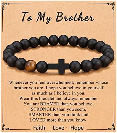 To Mens Gifts Cross Bracelet for Son Grandson Dad Husband Godfather Men - Birthday Graduation Retirement Christmas Christian Gift for Teens Men