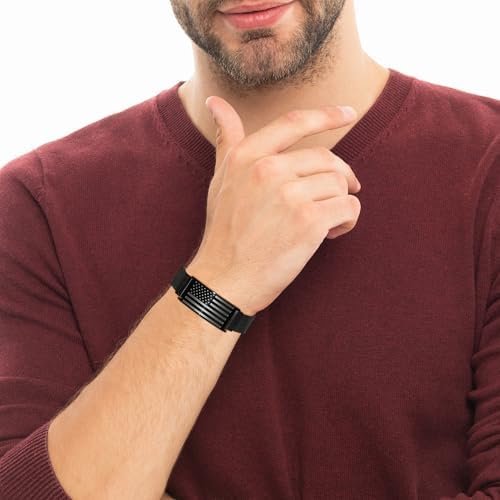 To My Son/Stepson/Son-in-Law Bracelet Adjustable Stainless Steel American Flag Bracelet Jewelry Birthday Valentine Christmas Day Gifts