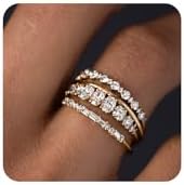 TOBENY Stackable Gold Rings for Women Non Tarnish Dainty 14K Gold Plated Stacking Cubic Zirconia Thumb Ring Set Trendy Statement Promise Wedding Bands Engagement Rings for Women Size 6 7 8 9 10