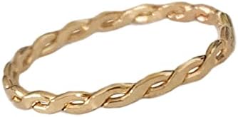 Toe Ring 14K Gold Fill Thin Twisted Braid Fitted Ring For Toe or Knuckle Midi Unisex