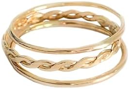 Toe Ring 3 Stackable Rings (2) Skinny Band And (1) Braid In 14K Gold Fill Fitted Finger Ring Stack Perfect As Knuckle Or Midi Finger Ring Unisex (1)