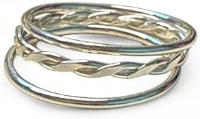 Toe Ring 3 Stackable Rings (2) Skinny Band And (1) Braid In 14K Gold Fill Fitted Finger Ring Stack Perfect As Knuckle Or Midi Finger Ring Unisex (1)