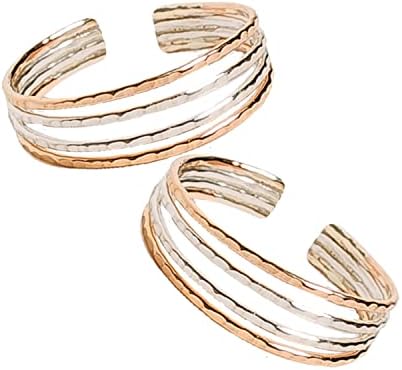 Toe Ring Four Strand .925 Sterling Silver & 14K Gold Fill Adjustable Ring For Foot Or Midi Women Girls Or Men Attire For Your Toes