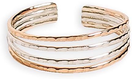 Toe Ring Four Strand .925 Sterling Silver & 14K Gold Fill Adjustable Ring For Foot Or Midi Women Girls Or Men Attire for Your Toes