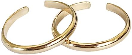 Toe Rings 2 Rings 2mm Bands In 14K Gold Fill Or Sterling Adjustable Ring For Toe Or Midi Unisex One Size Fits Most (Sterling Silver)